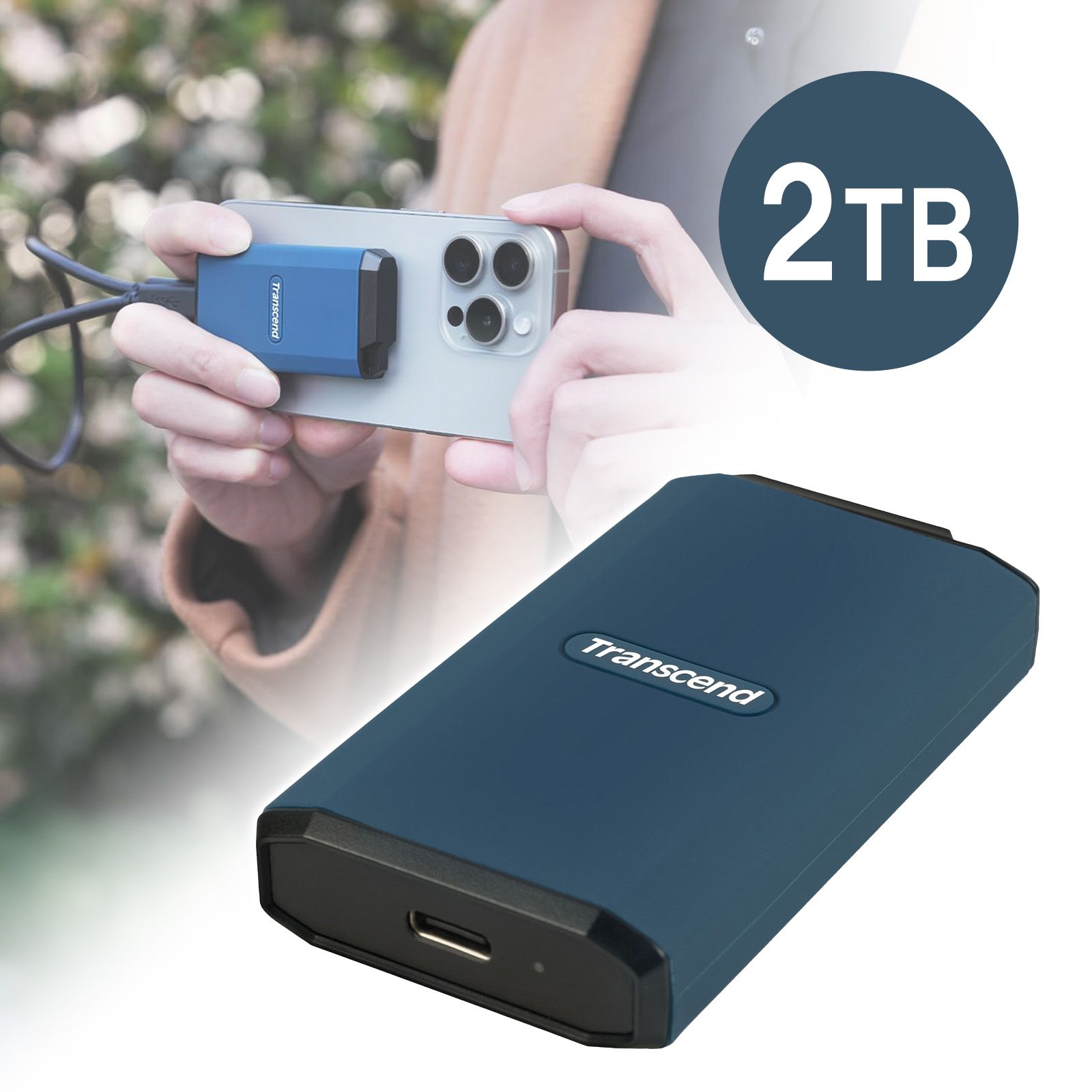 Transcend 2Tb, External Ssd, Esd410C, Usb 3.1 Gen2,Type-C,