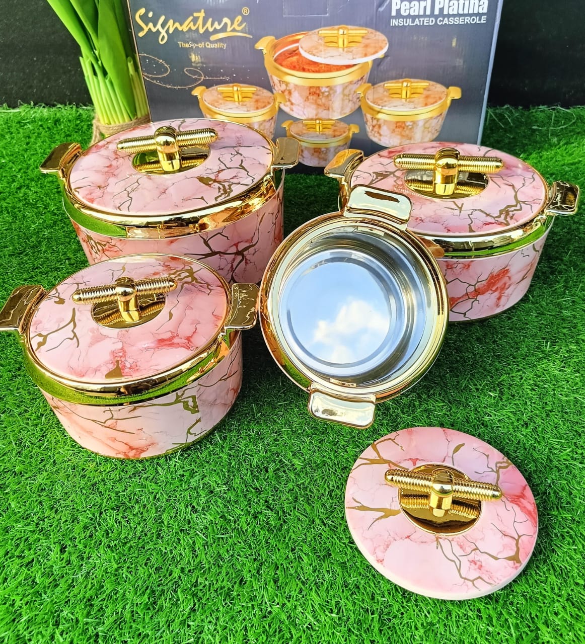 4pcs of Casserole Hotpots Food Warmer Hot Pot, Serving Dishes Serveware Set 700ML,1000ML,1700ML,2500ML