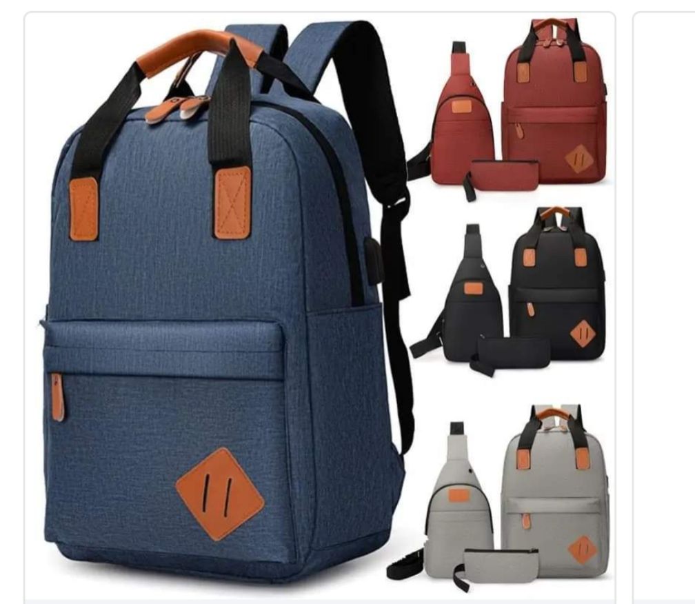 3 in 1 men's laptop Bags backpack school bags Black FREE SIZE