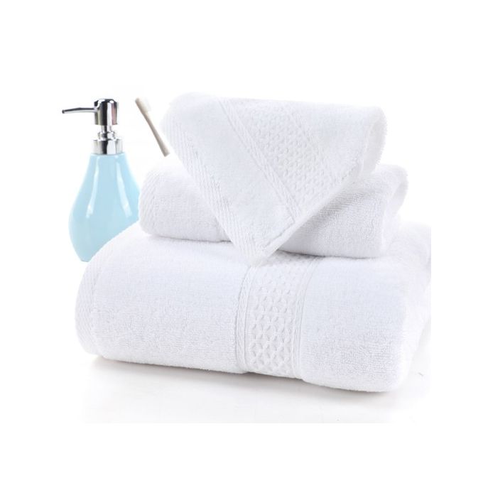 3 Piece Cotton Towels Set, Hotel & Spa Towels, Absorbent and Soft Decorative Bathroom Sets, Includes 1 Bath Towel, 1 Hand Towel, 1 Washcloth White