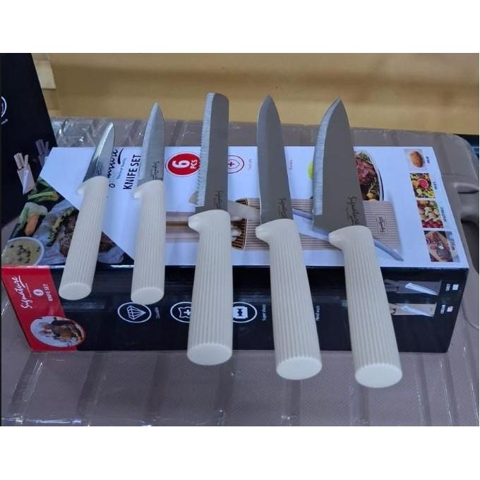 🥰DONT MISS OUT🤮Signature High quality stainless steel 6pcs high knife set🤩Made from high quality stainless steel material which is known for its durability,resistance to corrosion& ability to hold