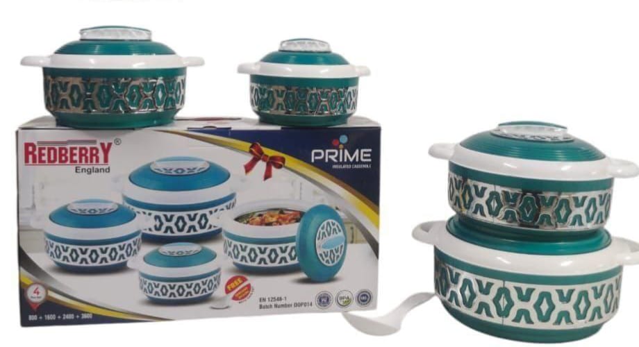 4pcs Redberry  Premier  Range Plastic Designer Insulated Hotpots Serving Dish Casserole Set Hot Pot Serveware Set Serve or Keep Food Hot or Cold size 800,1600,2400,3600ML
