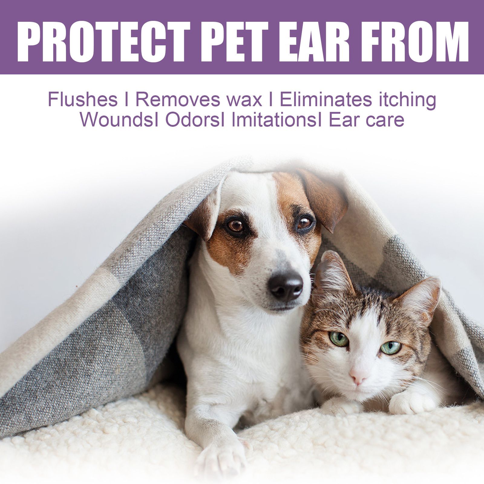 Yegbong pet ear cleaning solution for cats and dogs to relieve ear odor, clean earwax, and wash ear drops