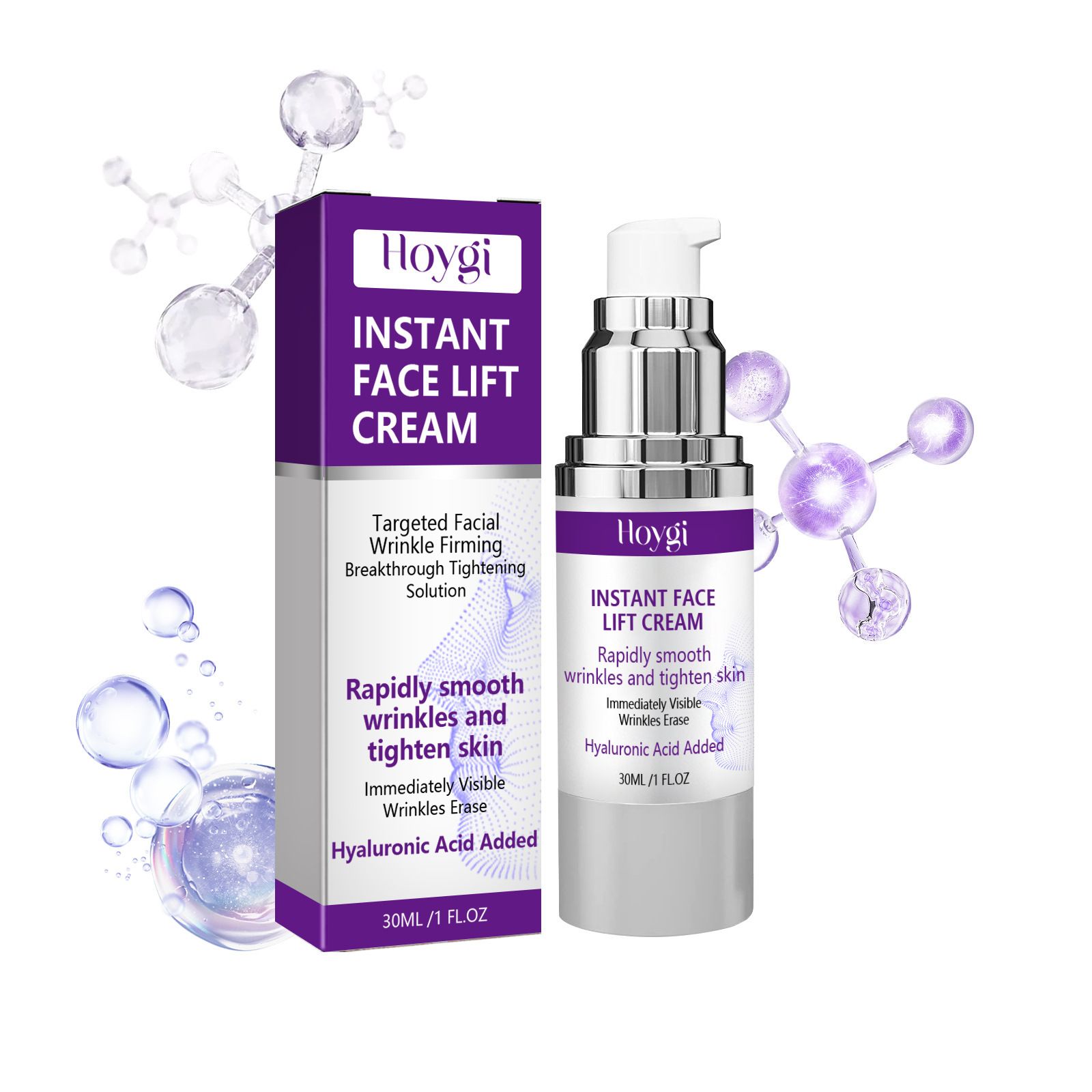 Hoygi Facial Lifting and Firming Cream reduces fine lines and nasolabial folds on the face and gently hydrates and moisturizes the skin