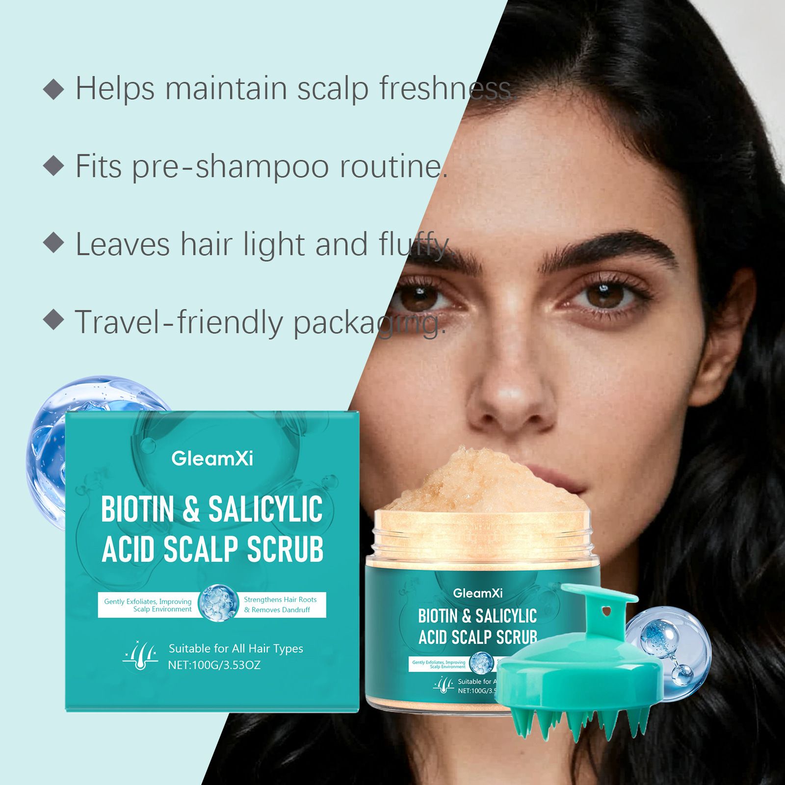 GleamXi Salicylic Acid Scalp Scrub for Gentle Scalp Care, Cleaning, Daily Refreshing Hair Scrub