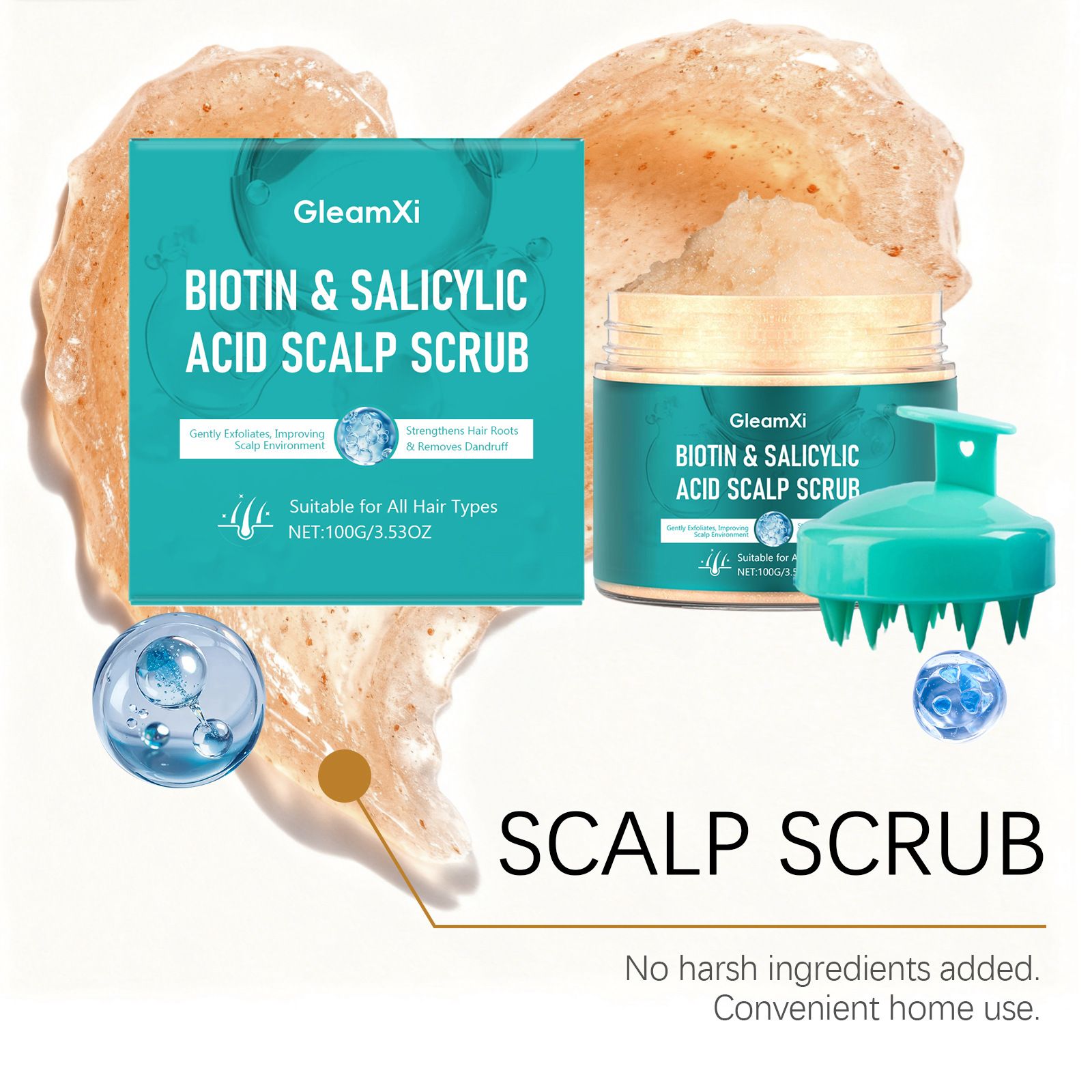 GleamXi Salicylic Acid Scalp Scrub for Gentle Scalp Care, Cleaning, Daily Refreshing Hair Scrub