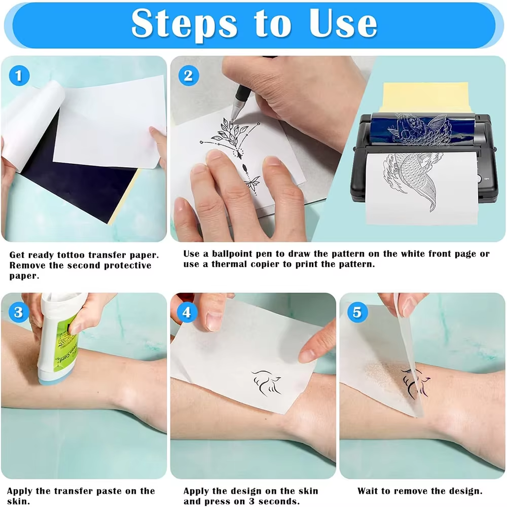 20pcs Tattoo Transfer Paper A4 Size Tattoo Stencil Paper Carbon Thermal Copy Paper for Tattoo Transfer Machine
