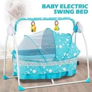 Electric Baby Basinet Swing Bed with Mosquito net