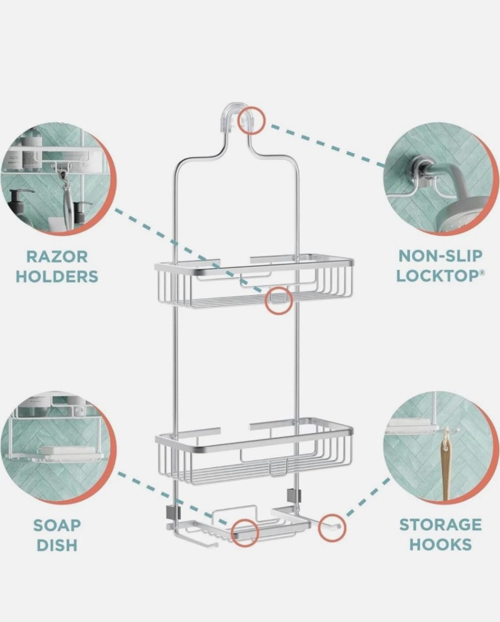 High quality Partitioned strong aluminum bathroom/wall hanging bathroom shower candy