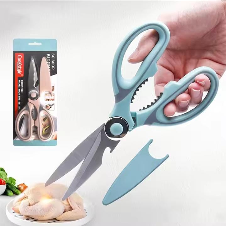 Stainless steel Multipurpose kitchen scissors with magnetic holder and plastic handle