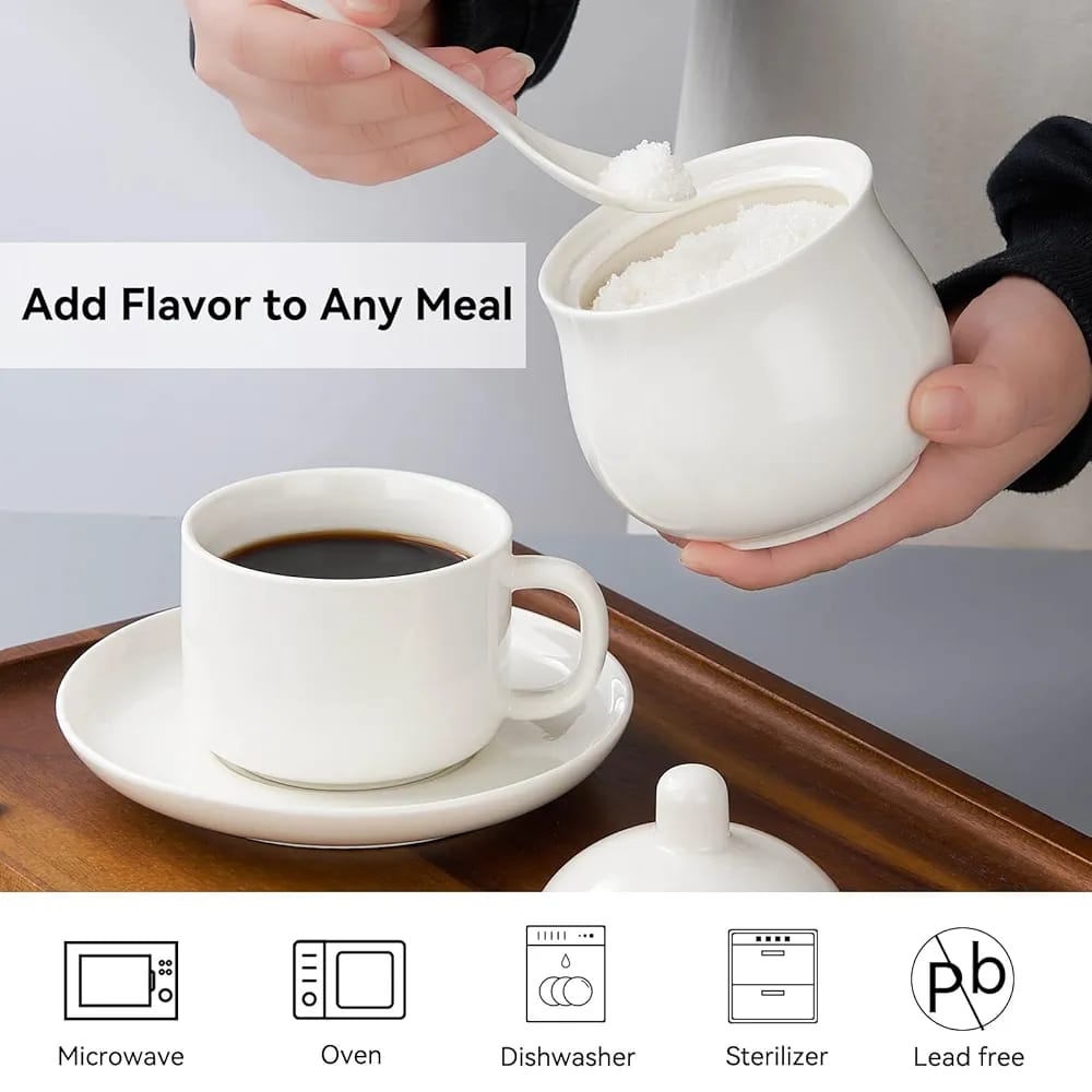 Classy High quality Ceramic kitchen Sugar dish in round shape and square shape ....round shape size 9cmx8cmx7.2cm and Sqwuare shape 7cmx7.8cmx9cm