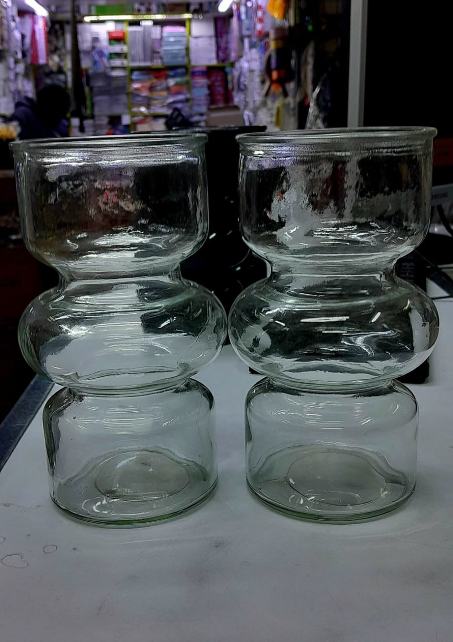 Heavy glass High quality circular Home/Office decorative mid flower vase