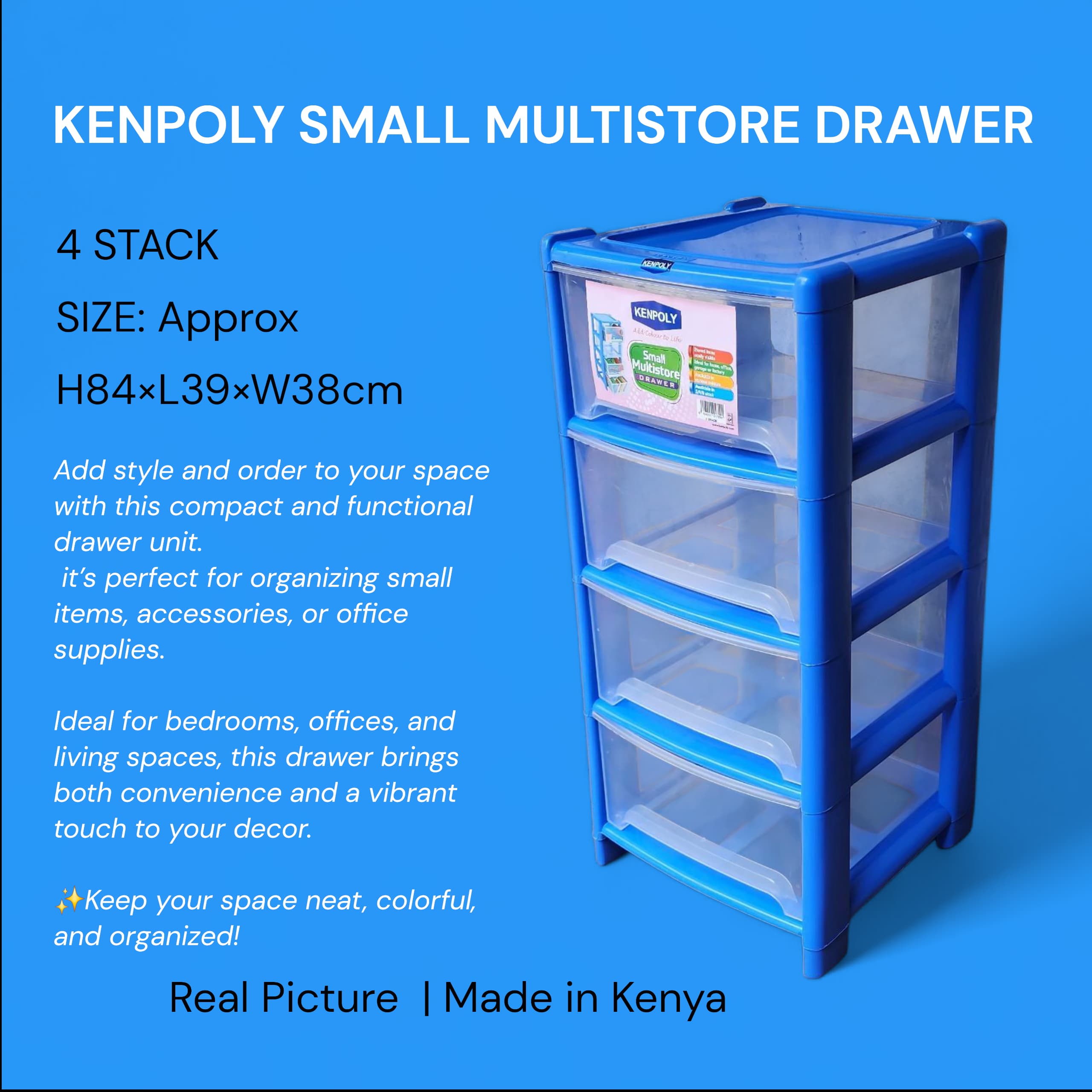 Kenpoly Heavy Plastic Home Small Multistore Drawer/Organizer