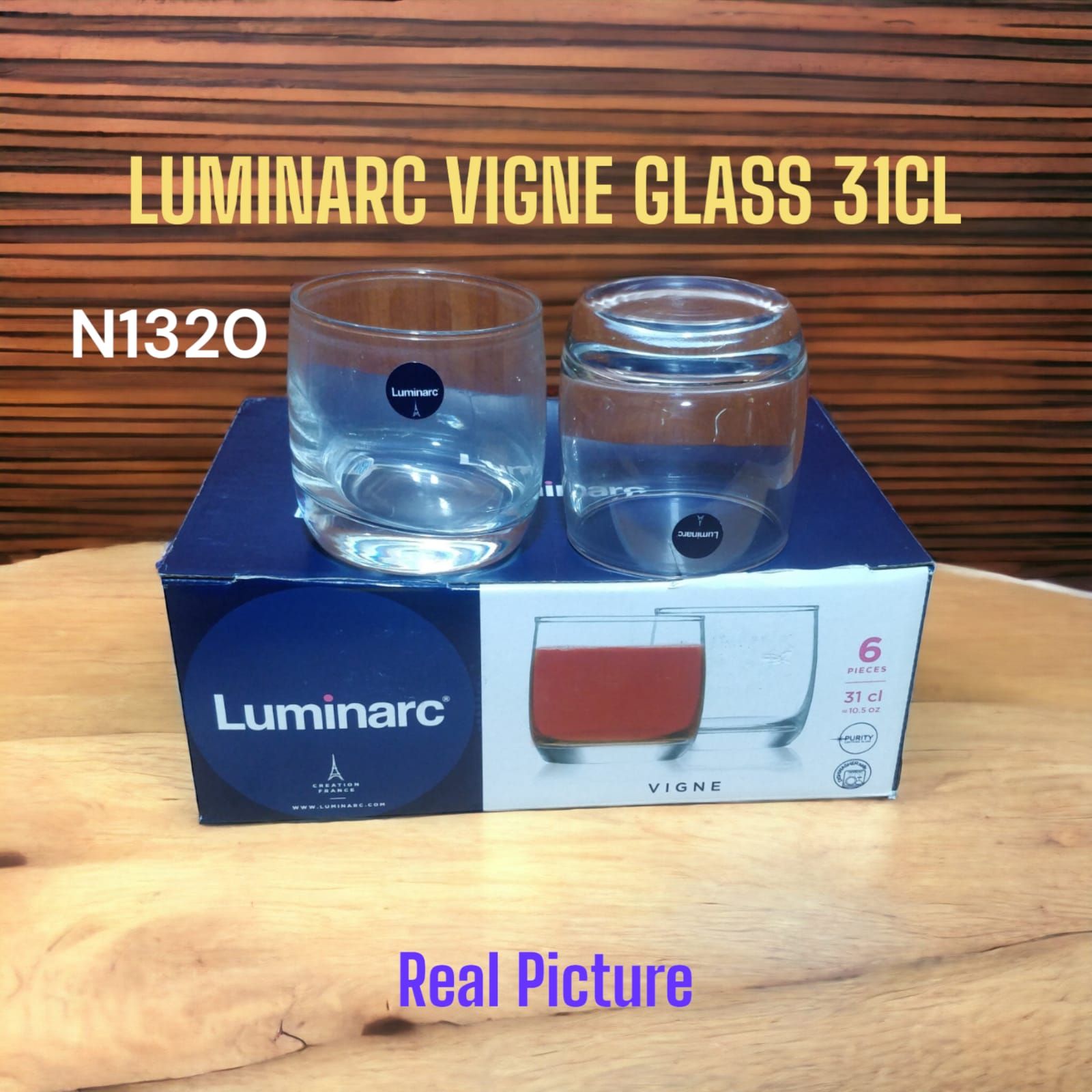 Set of 6pcs Luminarc Vigne kitchen Whisky Glasses