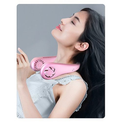 FlexiCool Neck Fan – Versatile & Foldable Personal Cooling Device-Pink
