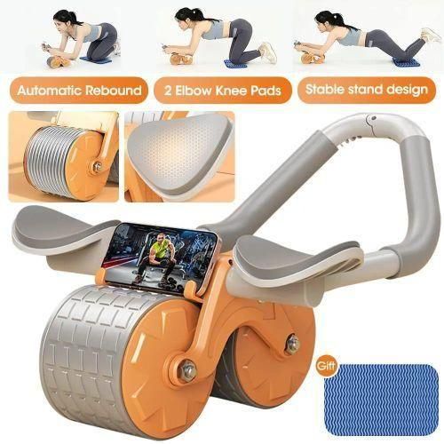 Ab Wheel, Ab Abdominal Exercise Roller With Extra Thick Knee Pad Mat, Automatic Rebound Abdominal Wheel For Core And Abdominal Strength Training, Home Gym Handy Workout Equipment