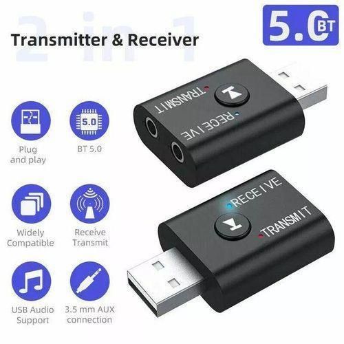 USB Bluetooth 5.0 Transmitter Receiver AUX PC TV audio new Wireless new
