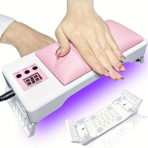 Sun Nail Lamp UV Lamp 2 in 1 Foldable Leather Nail Cushion with Stand Convenient Portable Lamp