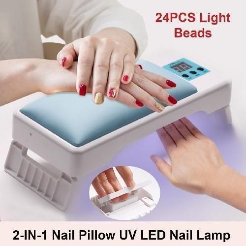 Sun Nail Lamp UV Lamp 2 in 1 Foldable Leather Nail Cushion with Stand Convenient Portable Lamp