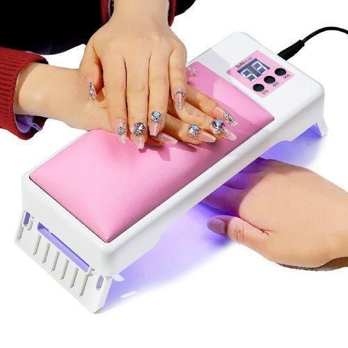 Sun Nail Lamp UV Lamp 2 in 1 Foldable Leather Nail Cushion with Stand Convenient Portable Lamp