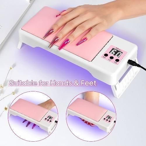 Sun Nail Lamp UV Lamp 2 in 1 Foldable Leather Nail Cushion with Stand Convenient Portable Lamp