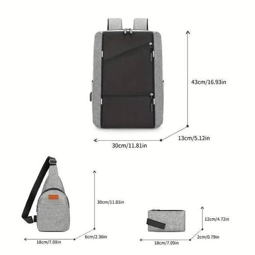 3 In 1 Business mens Laptop Bag Backpack Crossbody Bag