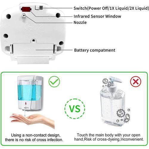 700ml Capacity Automatic Soap Dispenser Touchless Sensor Hand Sanitizer Detergent Dispenser Wall Mounted For Bathroom Kitchen Wall Mount Soap Dispenser