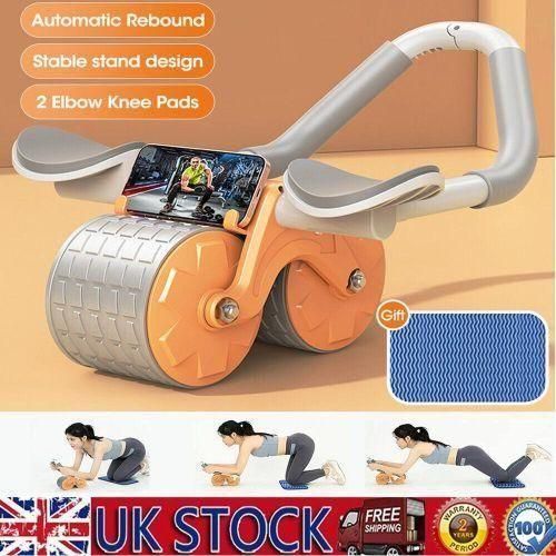 Ab Wheel, Ab Abdominal Exercise Roller With Extra Thick Knee Pad Mat, Automatic Rebound Abdominal Wheel For Core And Abdominal Strength Training, Home Gym Handy Workout Equipment