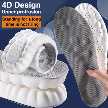 4D massage sports insole with a sense of stepping on feces, PU full pad, antibacterial, odor proof, sweat absorbing, breathable, high elasticity, shock-absorbing cloud