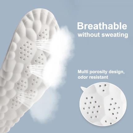 4D massage sports insole with a sense of stepping on feces, PU full pad, antibacterial, odor proof, sweat absorbing, breathable, high elasticity, shock-absorbing cloud