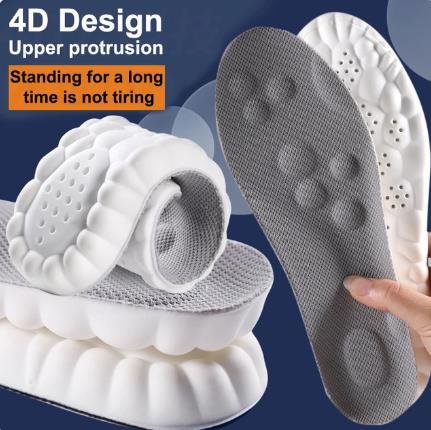 4D massage sports insole with a sense of stepping on feces, PU full pad, antibacterial, odor proof, sweat absorbing, breathable, high elasticity, shock-absorbing cloud