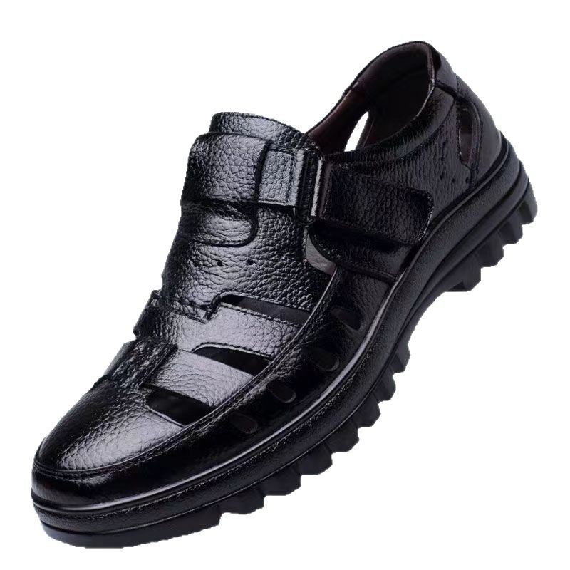 New Business Dongdong Cool Leather Shoes Men's Casual Wedding Groom Sandals Summer Breathable Youth Pointed Men's Sandals