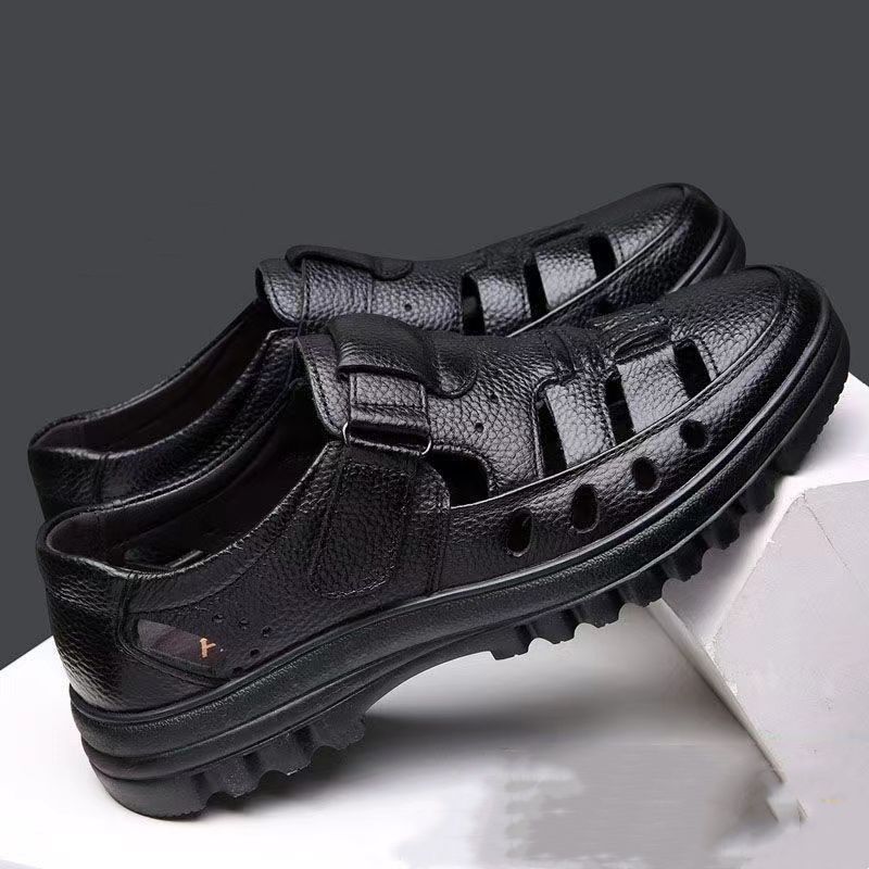 New Business Dongdong Cool Leather Shoes Men's Casual Wedding Groom Sandals Summer Breathable Youth Pointed Men's Sandals