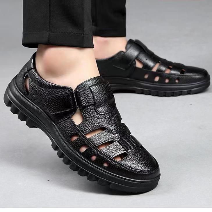 New Business Dongdong Cool Leather Shoes Men's Casual Wedding Groom Sandals Summer Breathable Youth Pointed Men's Sandals