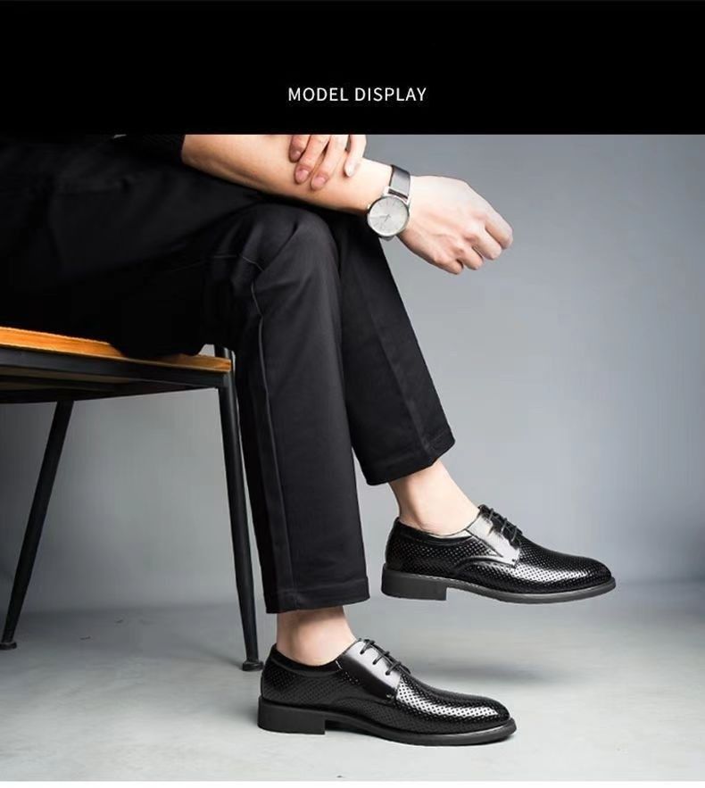 New business hole cool leather shoes men's casual sandals summer breathable youth pointy male sandals