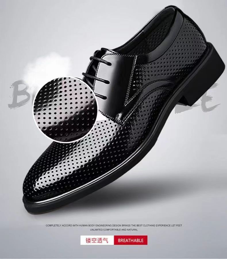 New business hole cool leather shoes men's casual sandals summer breathable youth pointy male sandals