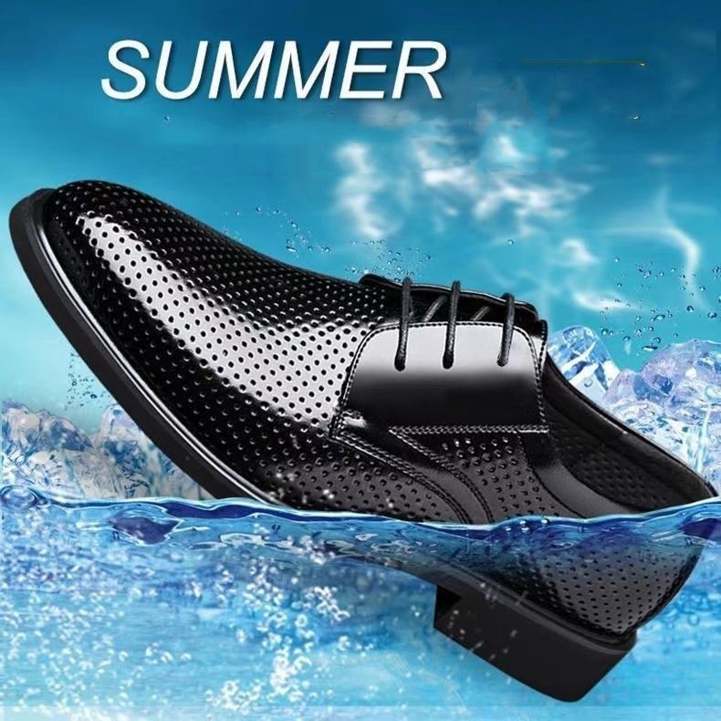 New business hole cool leather shoes men's casual sandals summer breathable youth pointy male sandals
