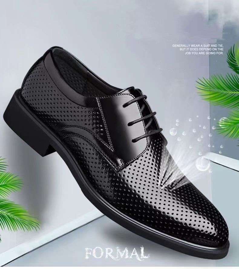 New business hole cool leather shoes men's casual sandals summer breathable youth pointy male sandals