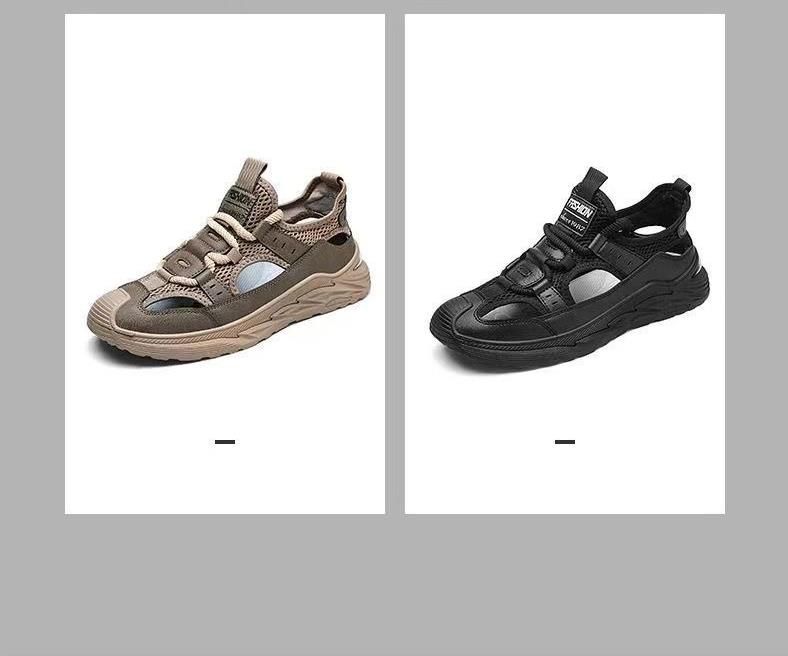 Sandals for men, lightweight and breathable casual sports shoes, outdoor hollow hole shoes, comfortable sandals for wearing outside with a toe cap, men's sandals