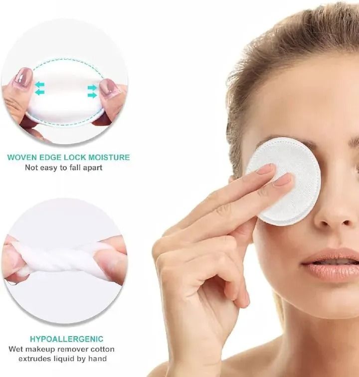 Cotton pads 100pcs round cotton Make up Remover pads and Skincare wipes for toners,cleansers,creams,nail polish remove,sweat wipe cotton pads view 3