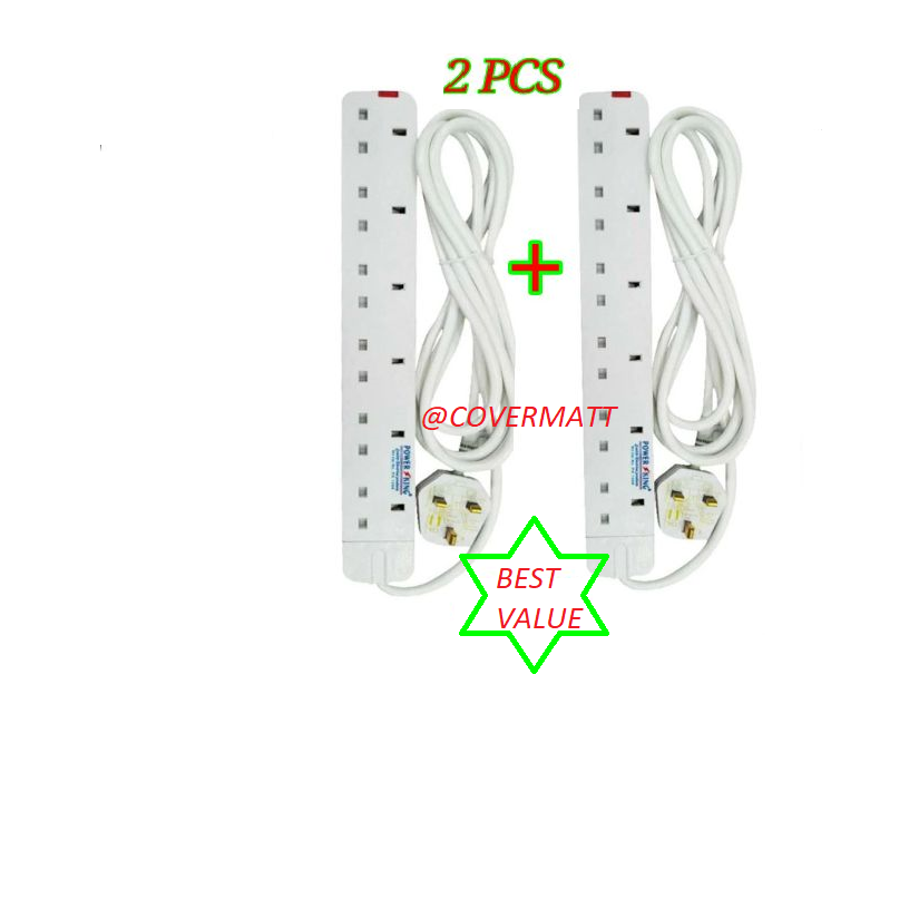 Power King 2 Power Extension Socket 3m Cable In 6 Way