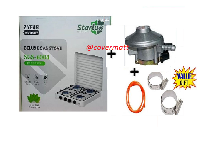 Starlux 4 In 1 Table Top Gas Burner, Manual Ignition + free 13kg regulator + 1.5 m pipe + 2 hose clamps