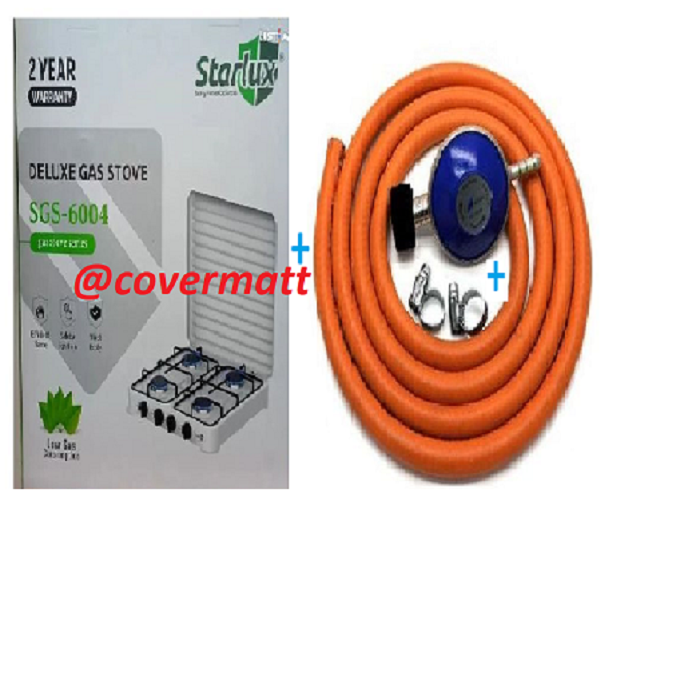 Starlux 4 In 1 Table Top Gas Burner, Manual Ignition + free 6kg regulator + 1.5 m pipe + 2 hose clamps