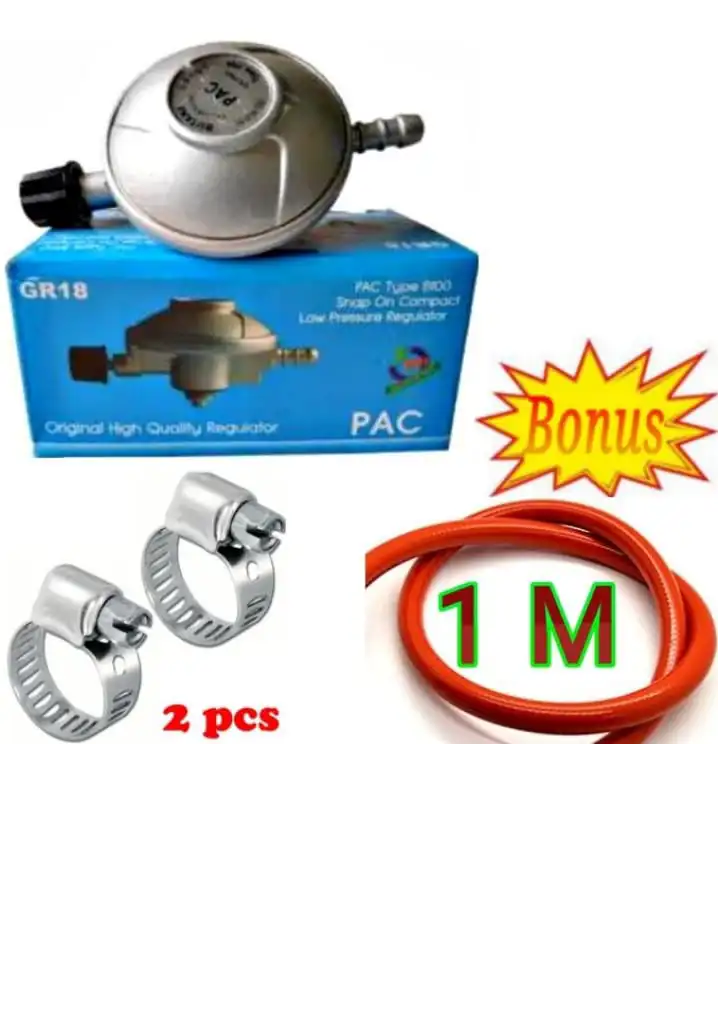 6KG GAS Regulator +FREE 1M Pipe+ 2 Free Hose Clamps