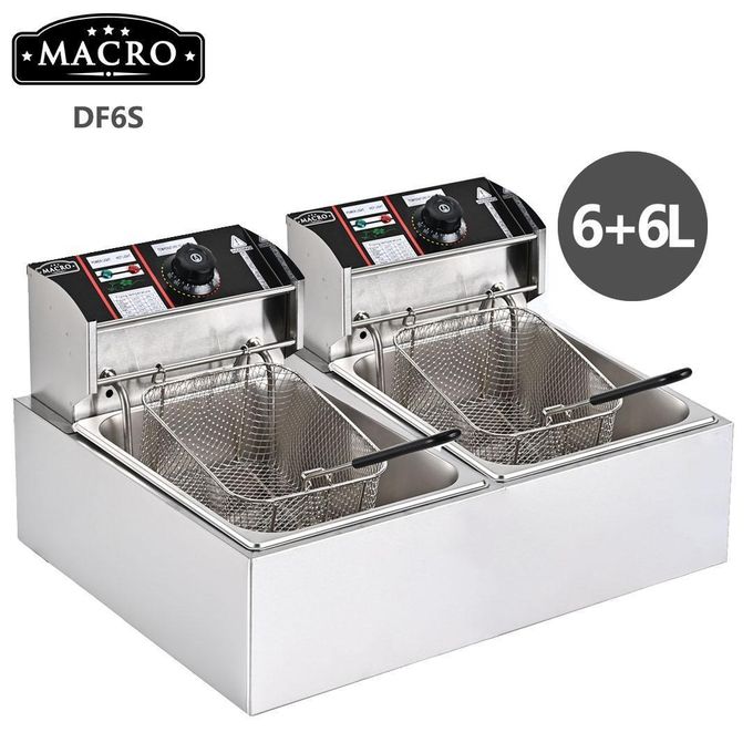 MACRO 6L+6L Double Electric Chips Deep Fryer Machine+COMMERCIAL CHIPS SLICER+FREE CHIPS SCOOPER
