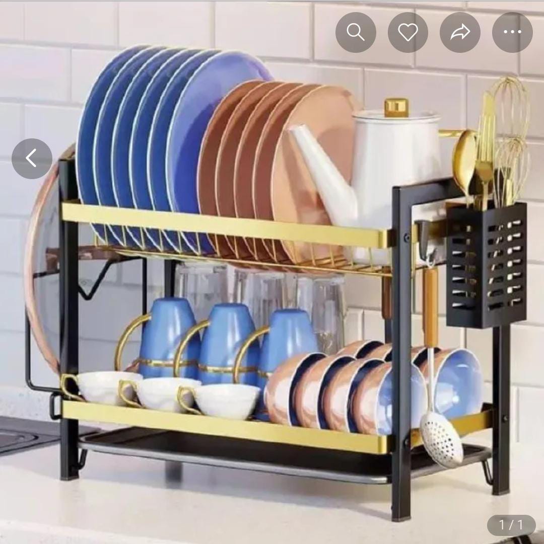 2 Tier Stainless Steel Dish Rack With Drain Board
