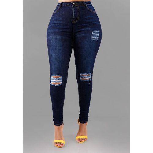 Fashion Ladies Rugged Jeans Trousers - Casual Wear ( Blue )