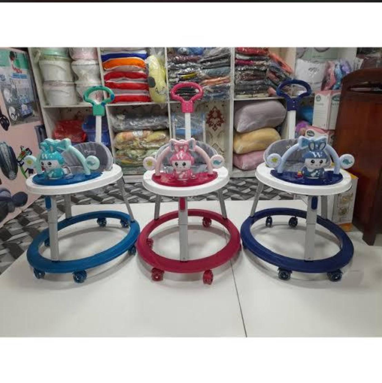 Mom Easy Adjustable Baby Walker with Interactive Toy and Push Handle