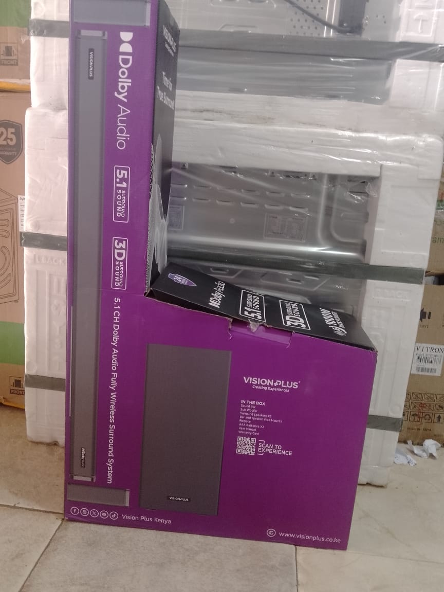 5.1 CH VISION PLUS (VP5121SB) SOUND BAR SYSTEM, AUX input, USB input, HDMI(ARC) input, Optical input, Wireless Bluetooth connection.