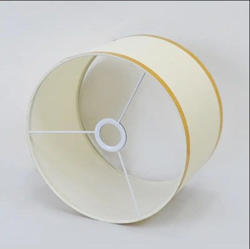 1pc/2pcs lamp shade quality pvc material: Radiant Luxe: White Round Lampshade with Golden Elegance"